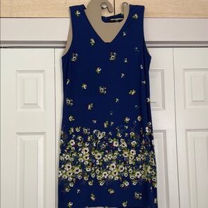 Karl Lagerfeld Blue Sheath Midi Dress V-Neck Sleeveless